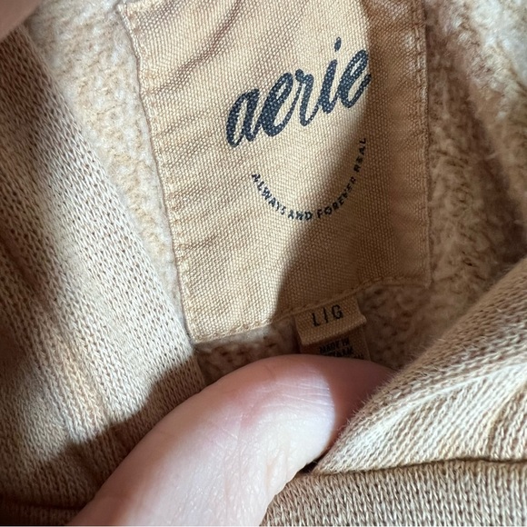Aerie Tan Bow Embroidered Crop Hoodie - Picture 5 of 8